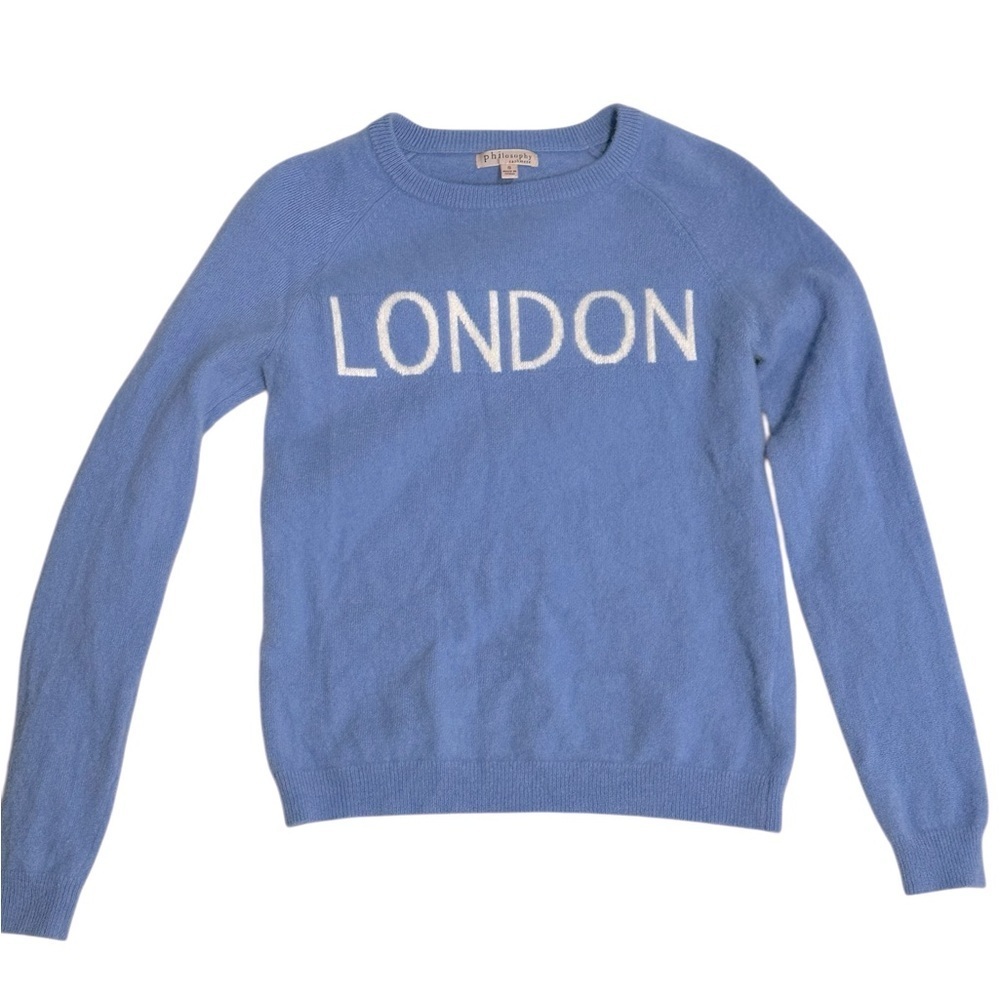 PHILOSOPHY Cashmere Sweater London Light Blue - Size S - Picture 6 of 6